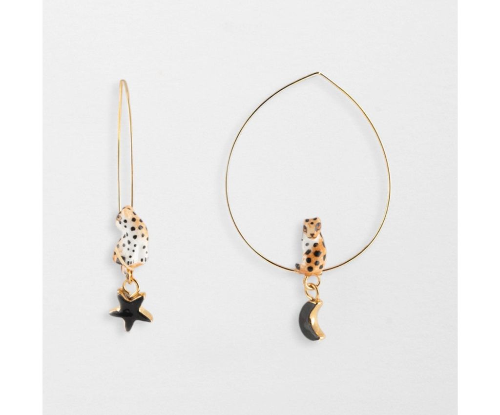 Leopard, star &amp; moon creoles